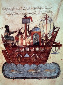 البورجوازي الحارث ابن همام والملاح أبو زيد (أبو زيد) على مركب مصغر من مقامات أبي محمد القاسم بن علي الحريري (أو آل- الحريري أو الحريري) (1054-1122) أعده يحيى محمود أ