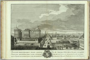 الغرف المبنية حديثًا مقابل كتاب بوابات Anichkov في الذكرى الخمسين لتأسيس سان بطرسبرج ، 1753 بواسطة ياكوف فاسيليفيتش فاسيلييف