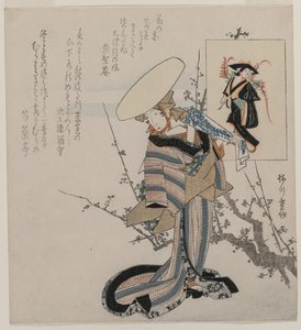 امرأة على شجرة بلوم متطابقة مع Wisteria Maiden (من سلسلة من النساء مقارنة بأشكال من لوحات Otsu) بواسطة ياناغاوا شيجينوبو