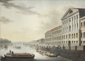 منظر لنهر فونتانكا من جسر إزمايلوفسكي ، 1820-1823 بواسطة يرمولاي إيفانوفيتش يشاكوف