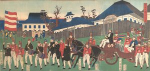 صورة موكب للأجانب في يوكوهاما ، الشهر الثاني ، 1861.
