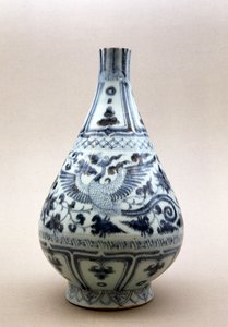 مزهرية زرقاء وبيضاء ، عهد أسرة يوان (1206-1368) (سيراميك) بواسطة اسرة يوان الصينية
