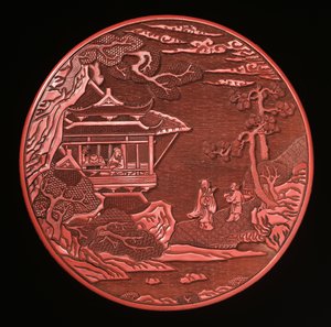 صندوق وغطاء Cinnabar المنحوت الدائري (الخشب المطلي) (انظر أيضًا 272180 و 272181) بواسطة اسرة يوان الصينية