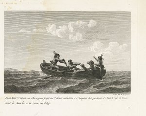 يان بارت يهرب من سجن إنجليزي ويعبر القنال في قارب تجديف ، 1689 Jean-Bart، Forbin، unérigern français et deux mousses s