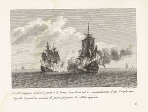 التقى جان بارت verovert een Spaans schip بـ 350 جنديًا آن بورد ، 1683 في عام 1683 ، أعلنت إسبانيا الحرب على فرنسا ، تولى جان بارت قيادة فرقاطة استولى بها على سفينة حربية تحمل 350 جنديًا إسبانيًا (اللقب على obje) بواسطة إيف ماري لو جوز