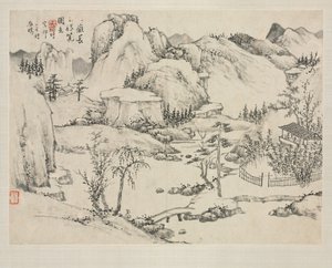 ألبوم المناظر الطبيعية في أنماط مختلفة: مشهد جبل. تشانغباي بعد هوانغ جونجوانج ، 1684. بواسطة زها شيبيو