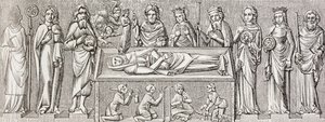 After the bas-relief on the tomb of Princess Elisabeth of Hungary (1207 - 1231) a Catholic Saint, from 