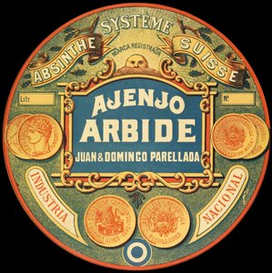 تسمية الأفسنتين الأرجنتينية ماركة Ajenjo Arbide بواسطة فريدريك (المرتبط ب) بارنارد