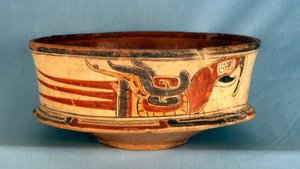 إناء جنائزي تم العثور عليه في المقبرة 5 في بالامكو ، الفترة الكلاسيكية المبكرة (300-600 م) (الطين)