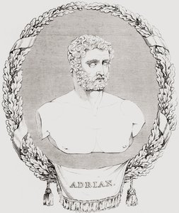 هادريان ، Publius Aelius Trajanus Hadrianus Augustus (76 - 138) ، الإمبراطور الروماني ، من المعرض التاريخي للصور واللوحات ، نُشر عام 1808 بواسطة فرديناند جورج والدمولر
