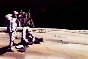 Manned Space Flight, USA, Apollo, General ArtistÕs impression of astronauts working on the Moon بواسطة فرديناند جورج والدمولر
