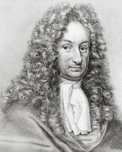 صورة لجوتفريد فيلهلم فون لايبنيز (1646-1716) ، عالم رياضيات وفيلسوف وعالم ألماني ، نقش بواسطة سيفيريني سيفيريني