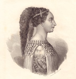 صورة النبيلة الإيطالية إيسوتا ديجلي آتي (حوالي 1432-1474) ، نقش على النحاس بواسطة كاترينا بيوتي بيرولا بواسطة سيفيريني سيفيريني