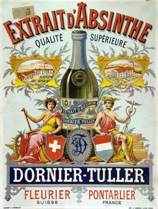 الإعلان عن Absinthe DOrnier Tuller، chromolithograph 1890 بواسطة فريدريك (المرتبط ب) بارنارد