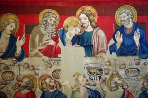 متحف القديس مرقس. نسيج من الصوف مع حلقات من آلام المسيح. العشاء الأخير. بواسطة . .