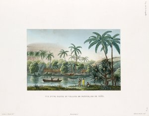 View of a village at Matavai, island of Tahiti بواسطة فريدريك (المرتبط ب) بارنارد