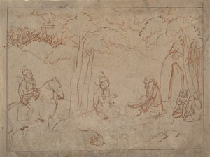 راما ولاكشمان يزوران محبسة الزهد ، كاليفورنيا. 1775-80. بواسطة سيد الجيل الأول بعد نينسوخ
