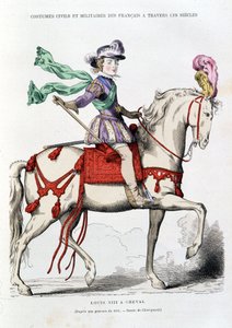 لويس الثالث عشر يمتطي حصانًا من نقش عام 1615 - رسم لشيفينارد. بواسطة بعد Chevignard
