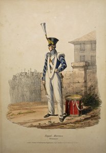 الطبول البحرية المارينز ، 1829 (ليثو ملون) بواسطة بعد إدوارد هال