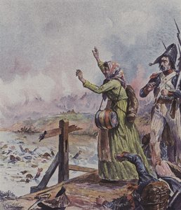 مقصف فرنسي يرى زوجها بين مجموعة من الجنود الغارقين في معركة أركول ، إيطاليا ، 1796