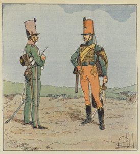 الكشافة والصياد على ظهور الخيل ، الحرس الشاب 1813-1815 بواسطة بعد لويس تشارلز بومبل