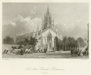 كنيسة سانت جونز ، ريتشموند ، 1840 بواسطة بعد توماس Allom