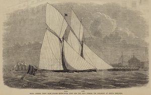 مباراة الإبحار لنادي اليخوت الملكي في لندن ، و Romp و Julia يجتازان علم العوامة في North Woolwich