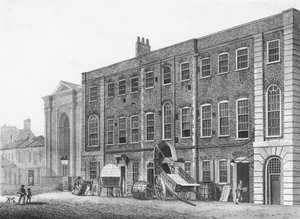 المنظر الجنوبي للمسرح الملكي في شارع البرتغال ، حقول لينكولنز إن ، 1811