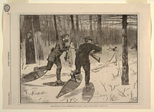 مطاردة الغزلان في Adirondacks في الشتاء ، من كل يوم سبت ، 21 يناير 1871 ، ص. 57 بواسطة بعد وينسلو هوميروس
