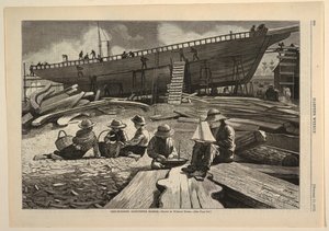 بناء السفن ، ميناء جلوستر ، من Harper's Weekly ، 11 أكتوبر 1873 ، ص. 900
