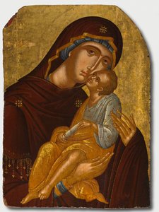 أيقونة والدة الإله والمسيح الرضيع (العذراء إليوسا) بواسطة المنسوب إلى Angelos Akotantos (باليوناني ، ت ١٤٥٠)