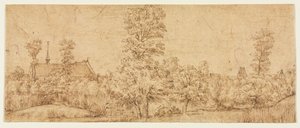 الأشجار قبل القرية بواسطة attributed to Jan Lievens