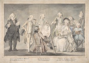 رسم ساخر: فنان يرسم صورة سيدة عجوز ، 1729-1804. بواسطة ينسب إلى بيترو أنطونيو نوفيلي.