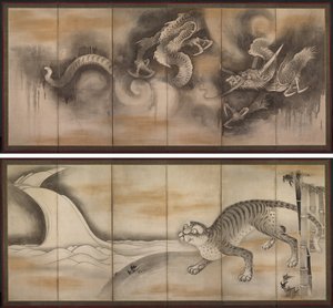 التنين والنمر بواسطة attributed to Soga Nichokuan