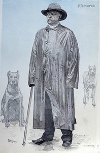 المستشار بسمارك وكلابه ، غلاف توضيحي من La Revue Illustree منقوش بواسطة فلوريان ، أكتوبر 1887 بواسطة de la barre