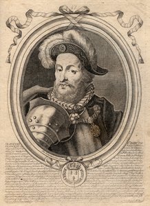 صورة لفرانسوا الأول (1494-1547) ، ملك فرنسا - فرانسيس الأول ، ملك فرنسا - نقش من "Les Augustes Representations de tous les Kings de France من فاراموند إلى لويس الرابع عشر" ، باريس بواسطة دي لارميسين