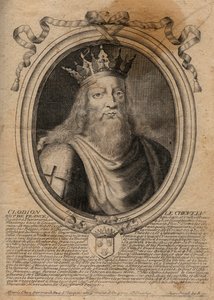 Clodion dit “” Le Chevelu”” (428-448), ancestor of the Merovingians, chief of the Salians Francs - Clodion The Hairy (c.428-47) King of a Tribe of the Salian Franks - engraving from 