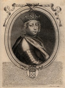صورة شخصية تشارلز الرابع بيل (1294 - 1328) ، ملك فرنسا - شارل الرابع "المعرض" (1294-1328) ملك فرنسا - نقش من "تمثيلات Les Augustes de tous les Kings de France من Pharamond إلى LouisXIV" ، باريس بواسطة دي لارميسين