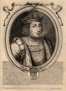 صورة شارل الخامس الحكيم (1338 - 1380) - شارل الخامس الحكيم أو شارل الخامس الحكيم ، ملك فرنسا من منزل فالوا - نقش من "تمثيلات Les Augustes de tous les Kings de France من Pharamond إلى LouisXIV" ، باريس بواسطة دي لارميسين