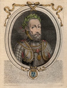 صورة هنري الثاني (1519-1559) ملك فرنسا - هنري الثاني (1519-59) ، ملك فرنسا - نقش من "Les Augustes Representations de tous les Kings de France من Pharamond إلى LouisXIV" ، باريس بواسطة دي لارميسين