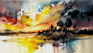 رسم المناظر الطبيعية والطبيعة بالألوان المائية، فن جداري قابل للطباعة