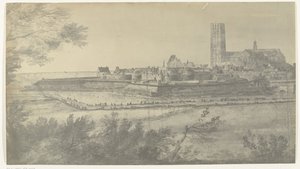 منظر لـ Harderwijk ، 1672 صور لرسومات الغزو الفرنسي لهولندا عام 1672 بواسطة آدم فرانس فان دير ميولين محفوظة في مصنع جوبيلين (عنوان السلسلة) بواسطة فرير مورو