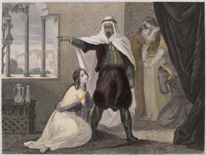 اختطاف الزريدة الجميلة ، رسم توضيحي من Histoire des pirates et corsaires de l&39;Ocean et de la Mediterranee بواسطة P. Christian ، 1842-1852 بواسطة أو Ciappori Puche ، Claudius Joseph Ciappori