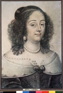 "صورة لامرأة" هذه على الأرجح ملكة إنجلترا هنرييت ماري (1609-1669). رسم الطباشير لدانيال دوموستير (أو دومونستير) (1574-1646) 1640 متحف بوشكين ، موسكو بواسطة أو دوموستييه دانيال دومونستير