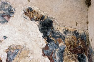 ملاك وقديس ، تفاصيل من لوحة جدارية في كنيسة أجيوس جورجيوس أبودولو ، أبودولو ، كريت ، اليونان (صورة) بواسطة أو Magno Cesare Magni