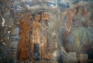 Angel, fresco in church of Plemeniana, Crete, Greece (photo)