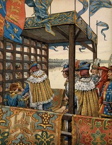 History of France in the Middle Ages (Middle Ages): meeting between the King of France Louis XI known as the Prudent (1423-1483) and Edward IV of England (1442-1483) at Picquigny for the signing of a seven-year treve on August 29