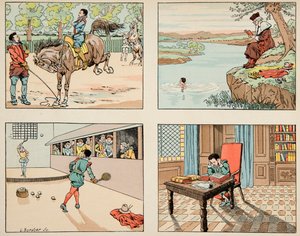 رسم توضيحي مأخوذ من كتاب "Le bon roy Henri" ، الذي رسمه جاك ماري جاستون أونفراي دي بريفيل ديت جوب (1858-1931): تعليم هنري الرابع - مجموعة خاصة بواسطة اسم مستعار لـ Onfray de Breville Jacques Job