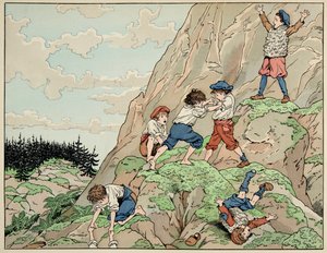 رسم توضيحي مأخوذ من كتاب "Le bon roy Henri" ، الذي رسمه جاك ماري جاستون أونفراي دي بريفيل ديت جوب (1858-1931): طفولة هنري الرابع مع الفلاحين - مجموعة خاصة بواسطة اسم مستعار لـ Onfray de Breville Jacques Job
