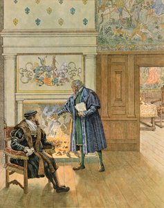 جاك ماري جاستون Onfroy de Breville dit JOB (1858-1931) - تاريخ بلجيكا: الإمبراطور تشارلز الخامس (1500 - 1558) يزور التجار والممولين الكبار لمدينة أنتويرب ، مجموعة خاصة بواسطة اسم مستعار لـ Onfray de Breville Jacques Job